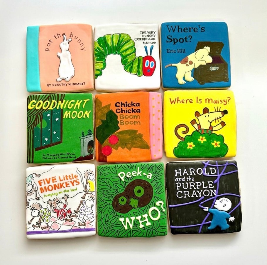 Children's book cover cookies grid