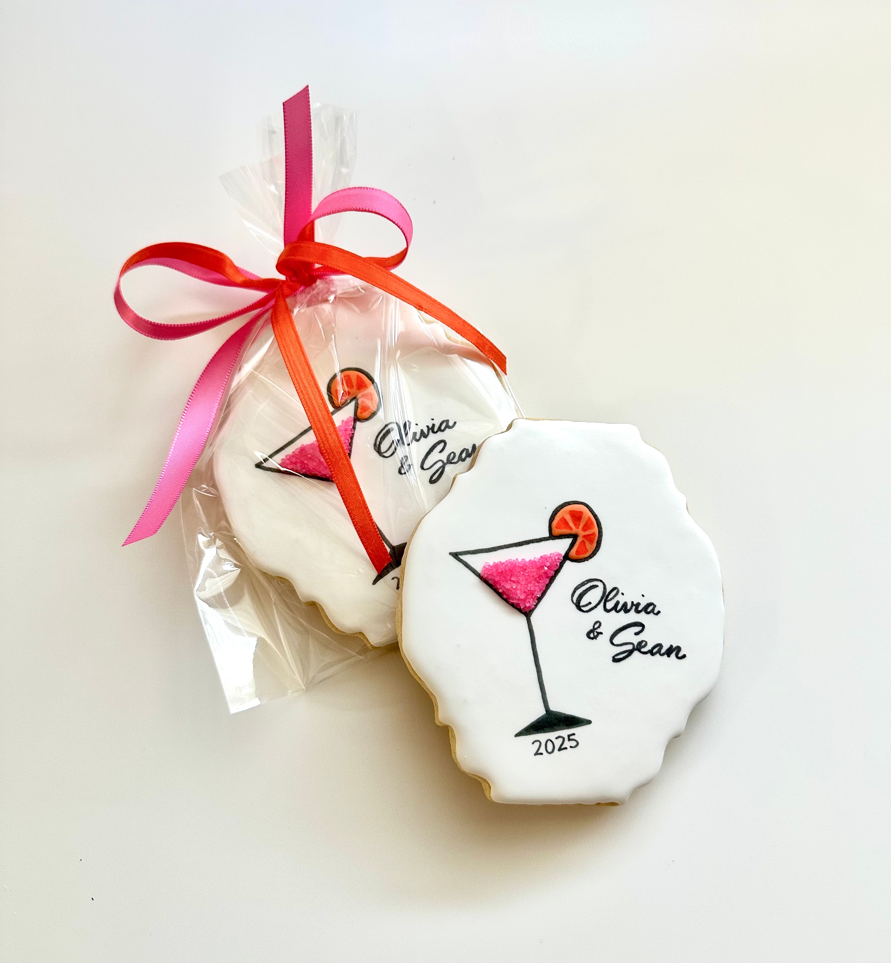 Cocktail martini wedding favor cookies
