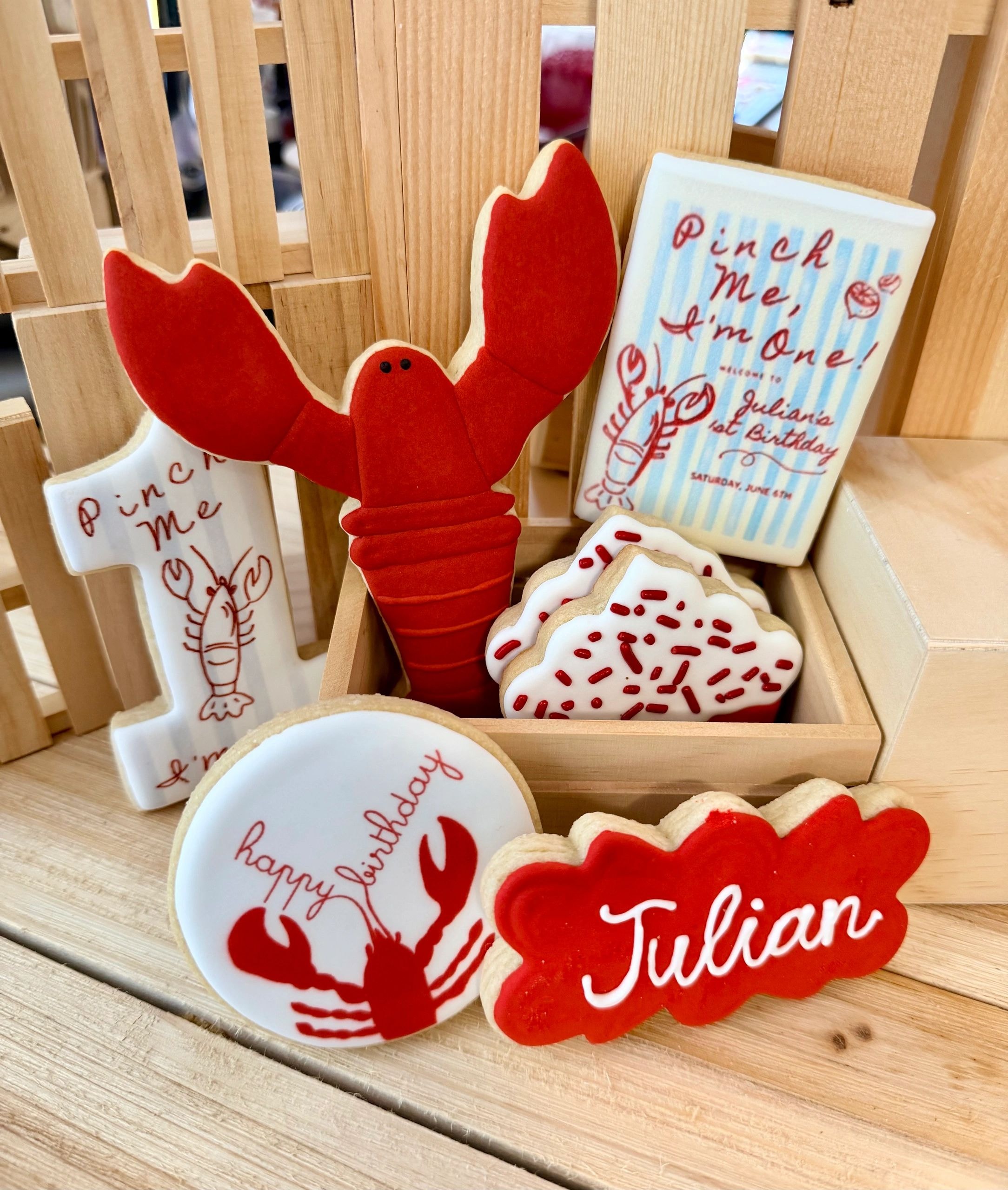 Lobster birthday party cookies